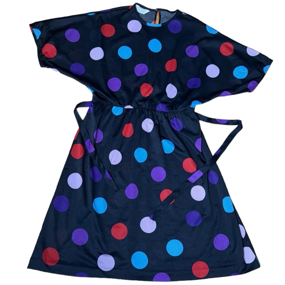 Vintage Polka Dot Dress - Black, Red, Blue, Purple